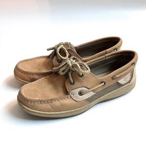 Wmn SPERRY ROSEFISH BOAT SHOE Linen/Oat Cognac Sz 7 | 4.5UK  (Preowned)
